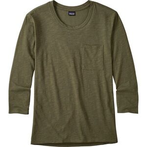 Patagonia Hemlock Green Mainstay 3/4 Sleeve Top